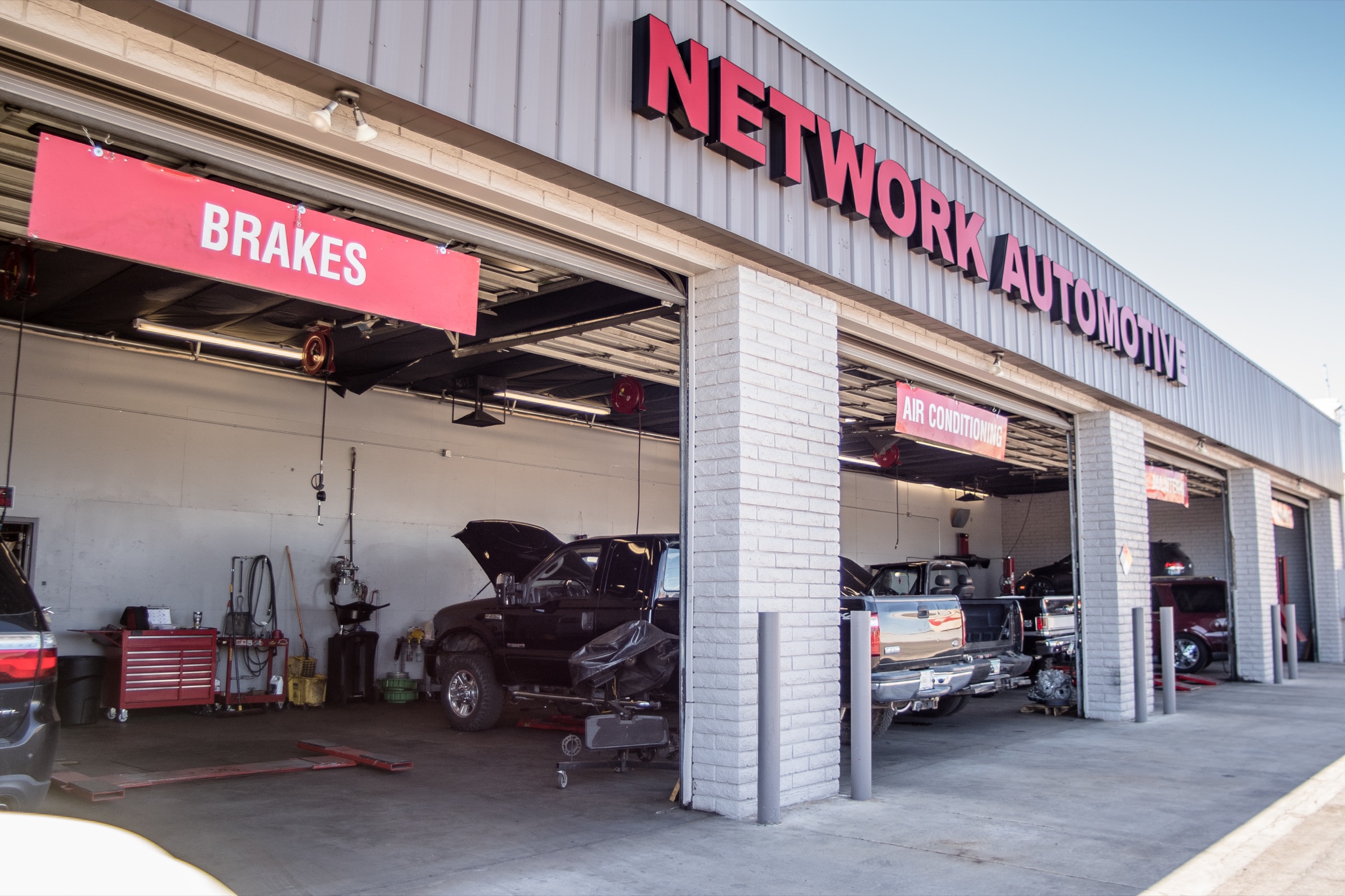 Open service bays at a Network Automotive Service Center